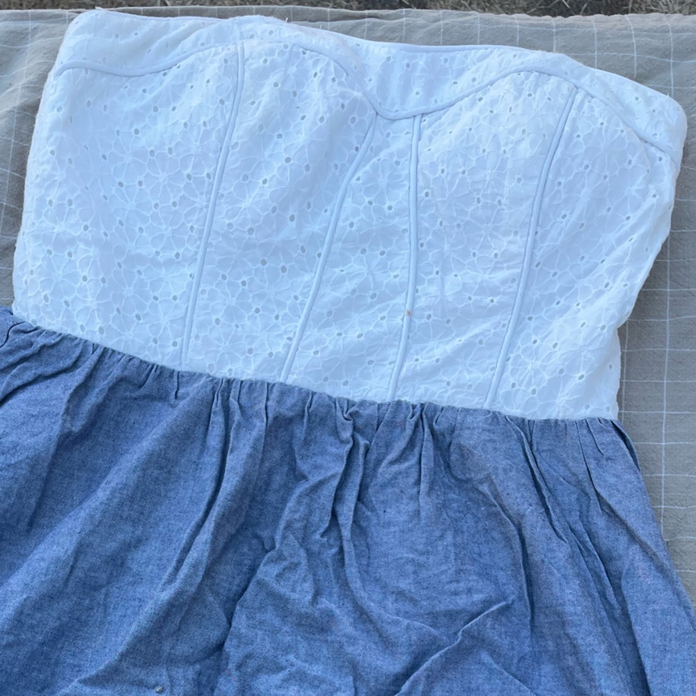 White and denim cotton dress